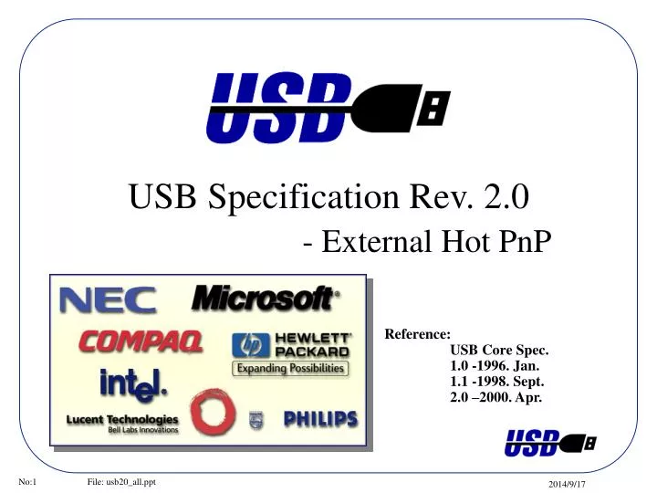 usb specification rev 2 0 external hot pnp
