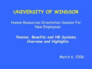 UNIVERSITY OF WINDSOR