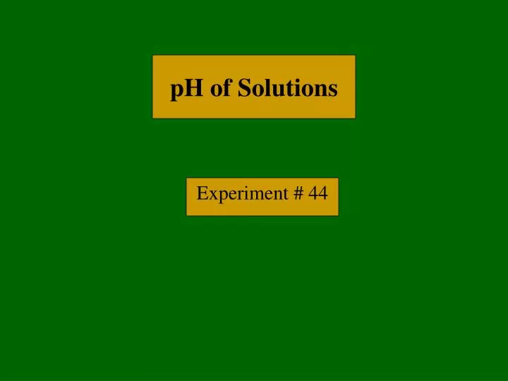 ph of solutions