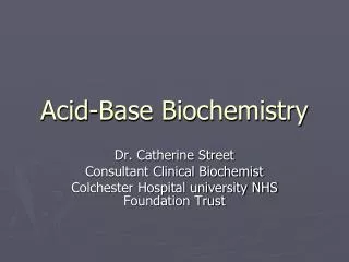 Acid-Base Biochemistry