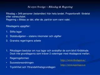 s styrs sverige riksdag regering