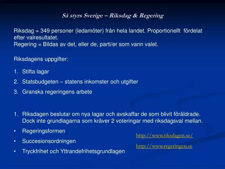 s styrs sverige riksdag regering