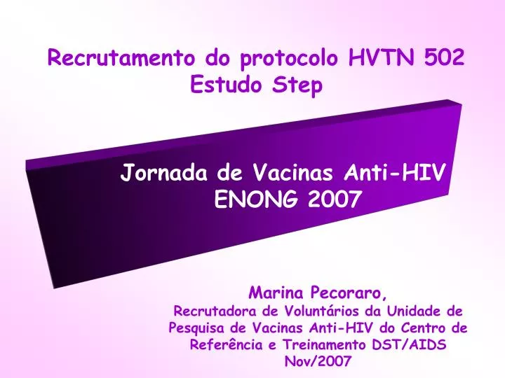 recrutamento do protocolo hvtn 502 estudo step