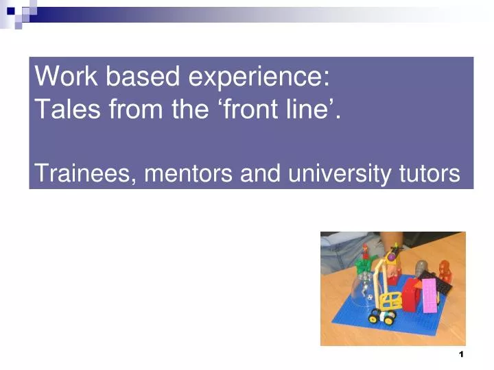 work based experience tales from the front line trainees mentors and university tutors