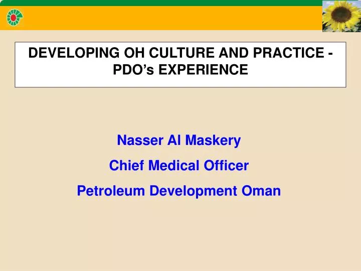 developing oh culture and practice pdo s experience