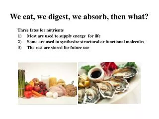 We eat, we digest, we absorb, then what? Three fates for nutrients
