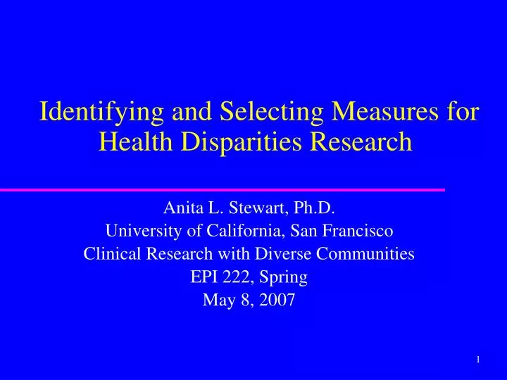 identifying and selecting measures for health disparities research