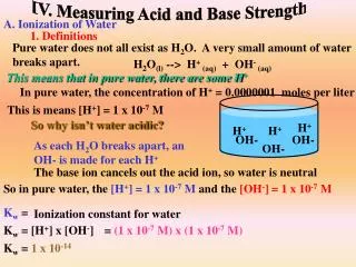IV. Measuring Acid and Base Strength