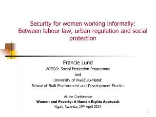 Security for women working informally: Between labour law, urban regulation and social protection