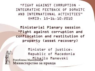 I. COMBATING CORRUPTION IN SOUT-EAST EUROPE