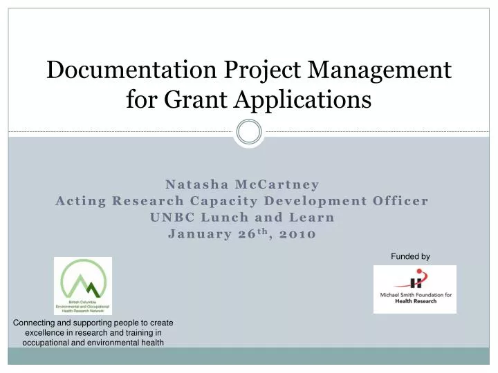documentation project management for grant applications