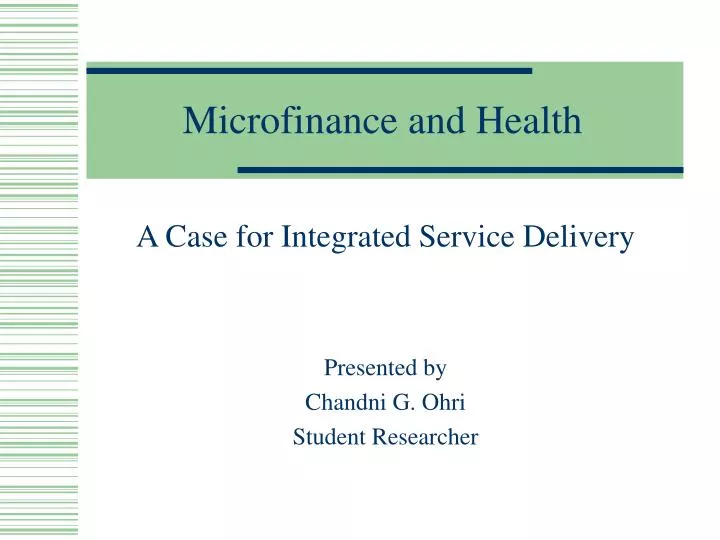 microfinance and health