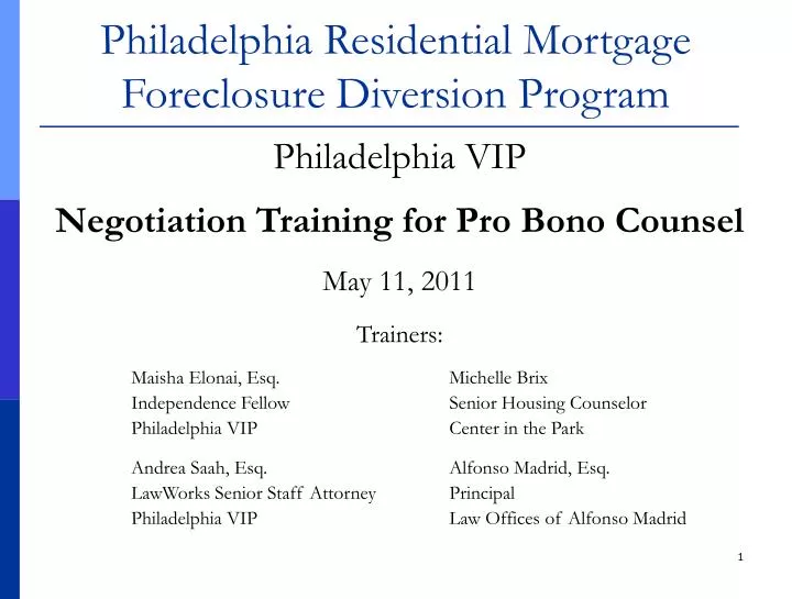 philadelphia residential mortgage foreclosure diversion program