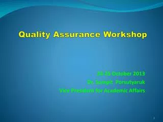 Quality Assurance Workshop