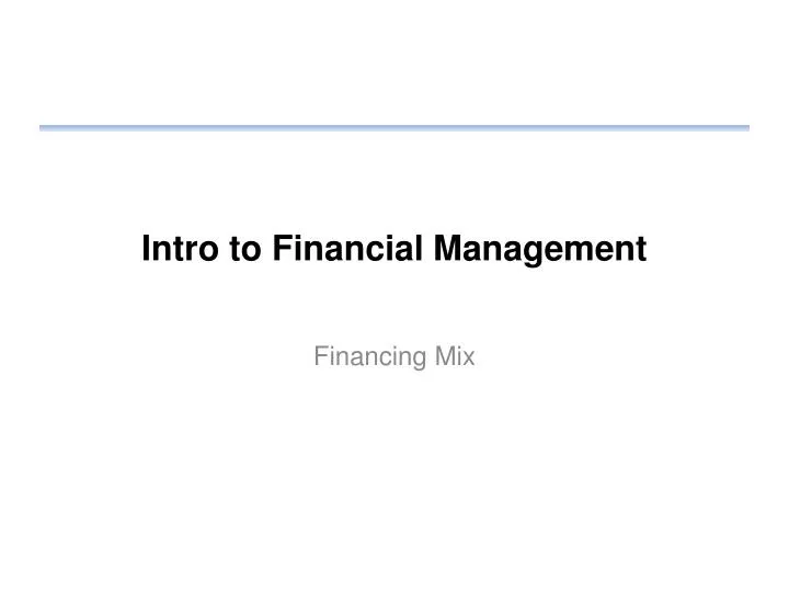 intro to financial management