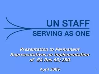 Presentation to Permanent Representatives on implementation of GA Res 63/250 April 2009