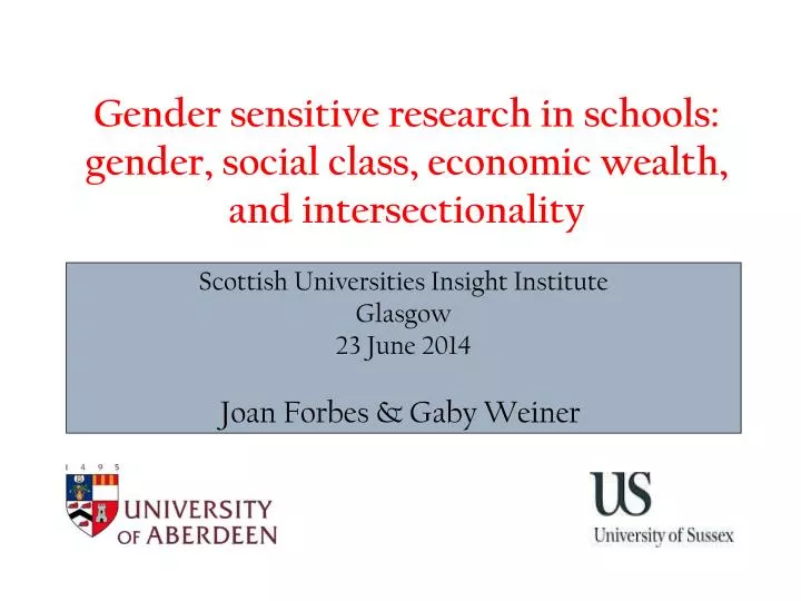 gender sensitive research in schools gender social class economic wealth and intersectionality