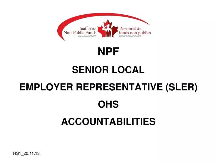 npf senior local employer representative sler ohs accountabilities