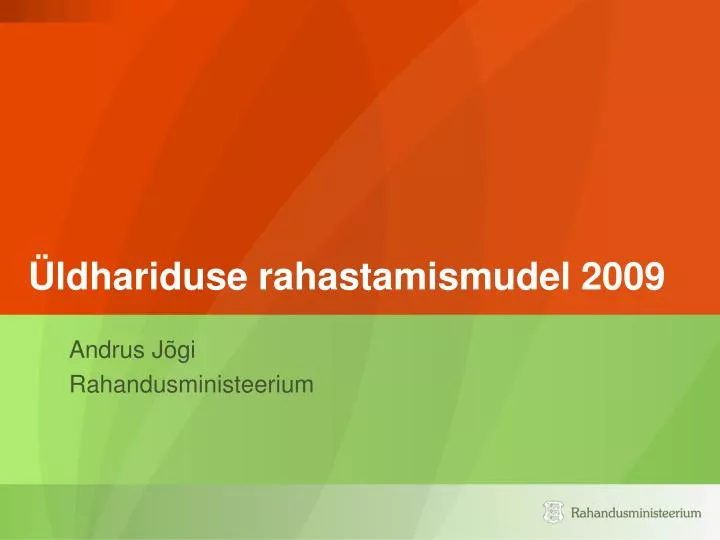 ldhariduse rahastamismudel 2009