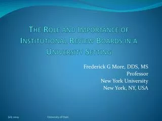 The Role and Importance of Institutional Review Boards in a University Setting