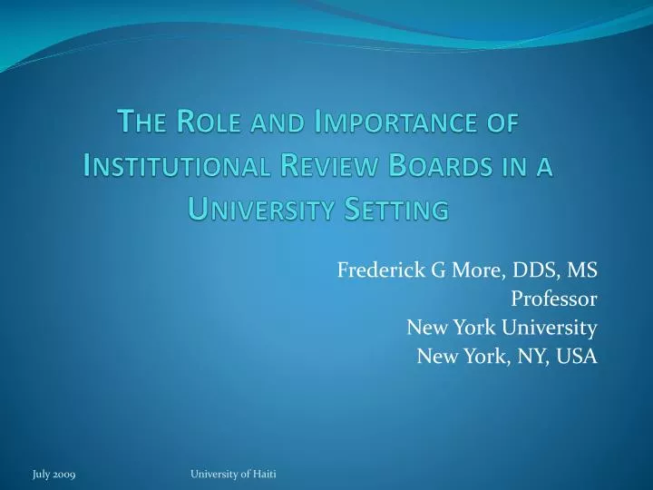 the role and importance of institutional review boards in a university setting