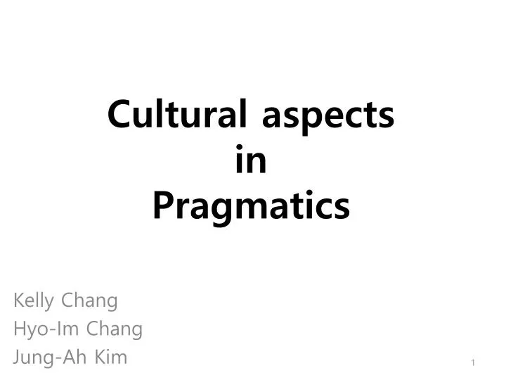 cultural aspects in pragmatics