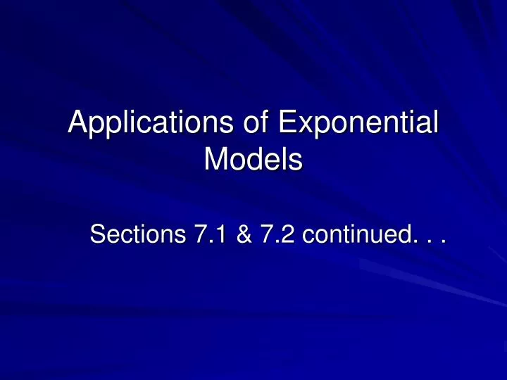 applications of exponential models