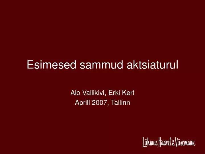 esimesed sammud aktsiaturul