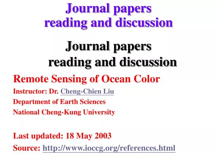 journal papers reading and discussion