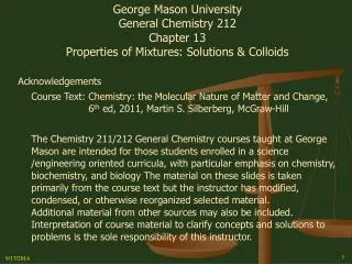 George Mason University General Chemistry 212 Chapter 13