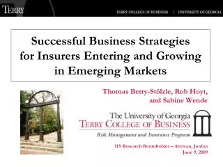 Successful Business Strategies for Insurers Entering and Growing in Emerging Markets