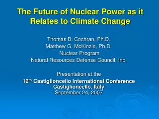 The Future of Nuclear Power as it Relates to Climate Change