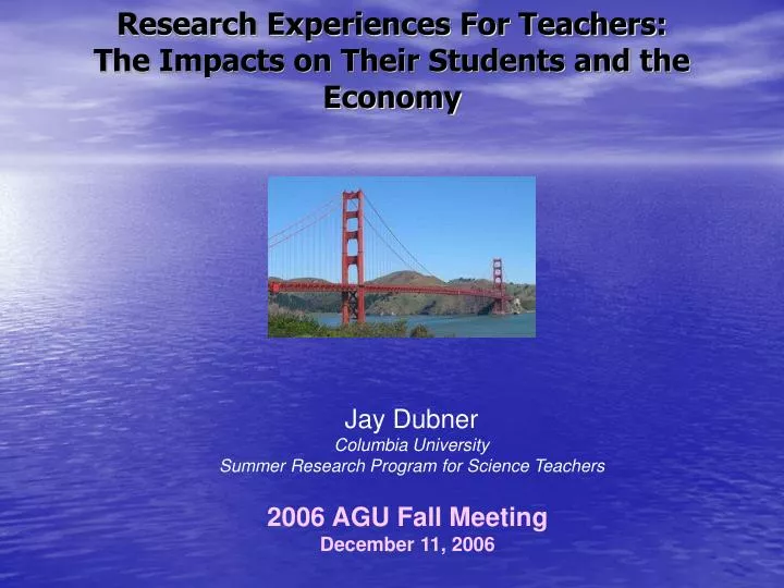 research experiences for teachers the impacts on their students and the economy