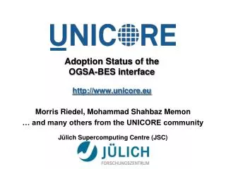 Adoption Status of the OGSA-BES interface unicore.eu