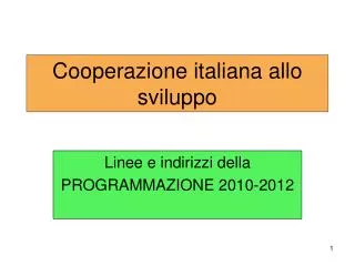 cooperazione italiana allo sviluppo