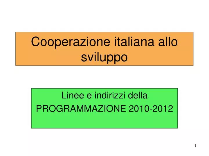 cooperazione italiana allo sviluppo