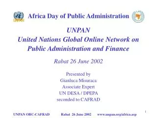 Africa Day of Public Administration UNPAN United Nations Global Online Network on