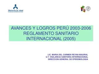 avances y logros per 2003 2006 reglamento sanitario internacional 2005