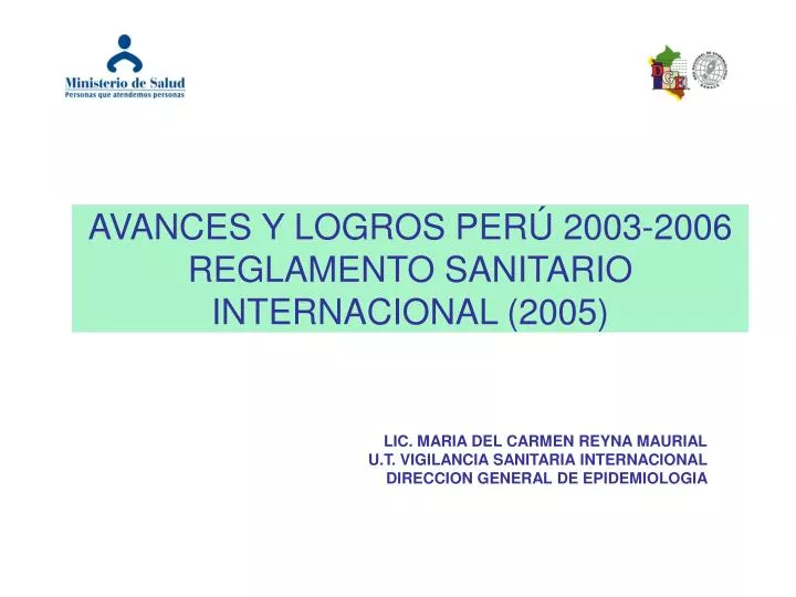 avances y logros per 2003 2006 reglamento sanitario internacional 2005