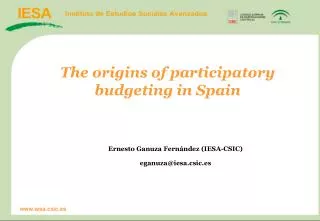 The origins of participatory budgeting in Spain