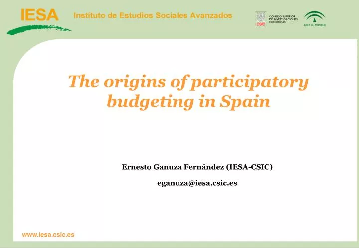 the origins of participatory budgeting in spain