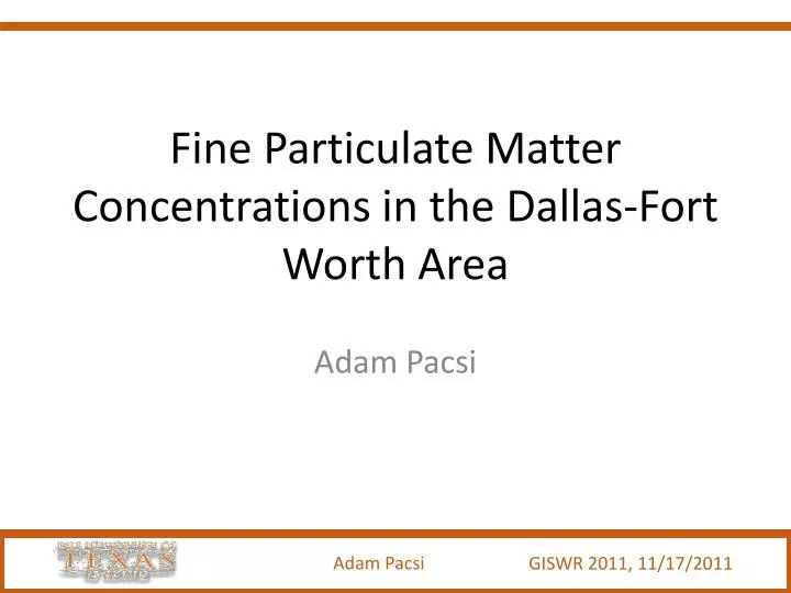 fine particulate matter concentrations in the dallas fort worth area