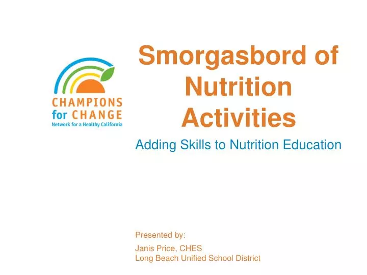 smorgasbord of nutrition activities