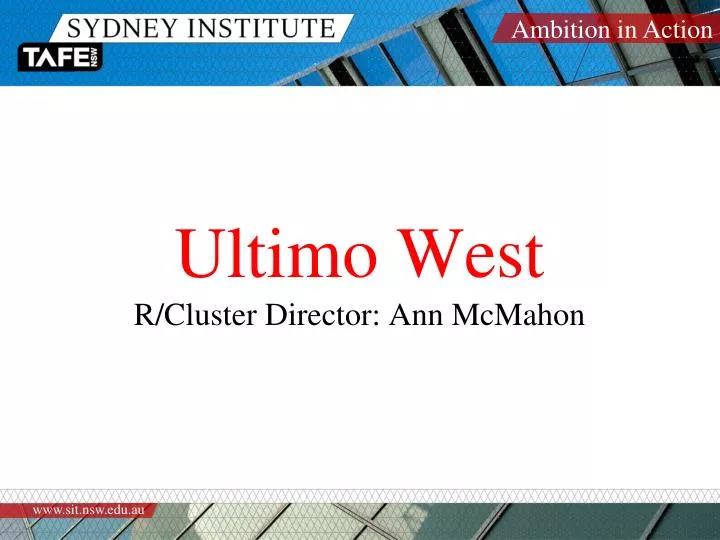 ultimo west r cluster director ann mcmahon