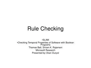 Rule Checking