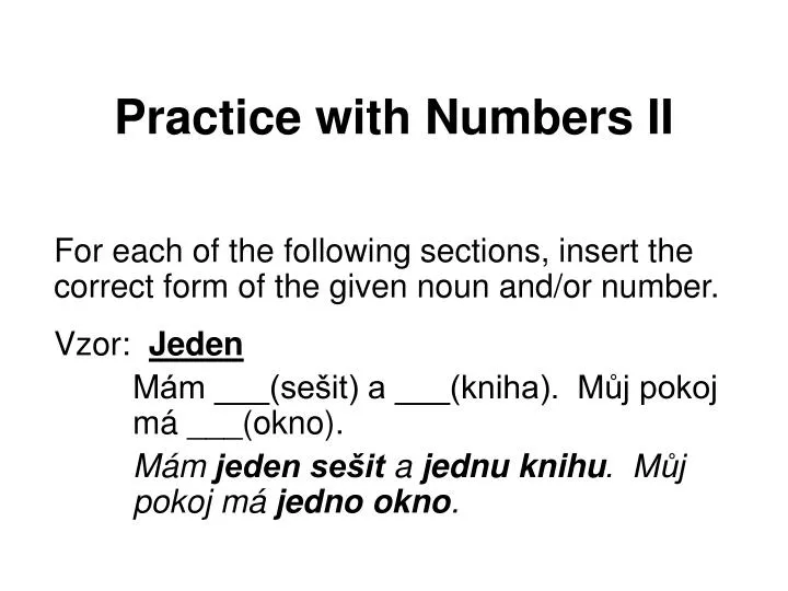 practice with numbers ii