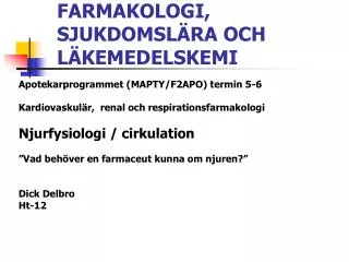 farmakologi sjukdomsl ra och l kemedelskemi