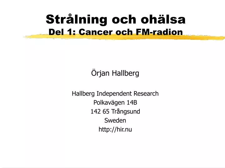 str lning och oh lsa del 1 cancer och fm radion
