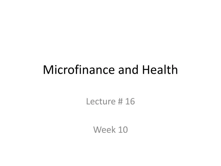 microfinance and health