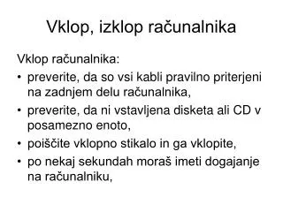 vklop izklop ra unalnika